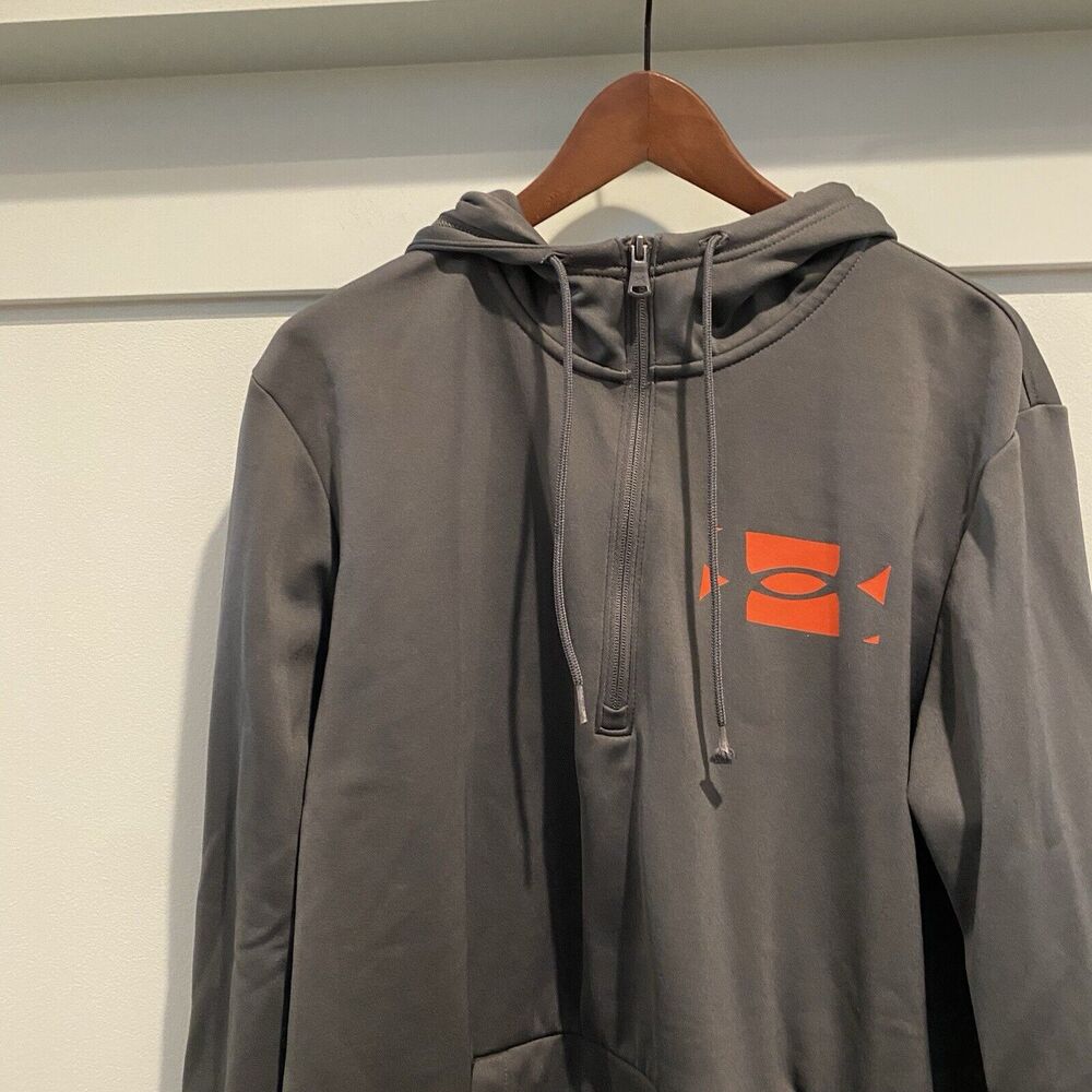 Under Armour Hoodie Men's Large Grey Pullover 1/2 Zip Performance Fleece